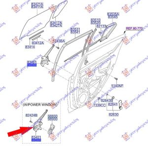 ΓΡΥΛΛΟΣ ΠΑΡΑΘΥΡΟΥ ΠΙΣΩ ΗΛΕΚΤΡΙΚΟΣ (ΧΩΡΙΣ ΜΟΤΕΡ) (Γνήσιος) ΑΡ HYUNDAI i20 I 08-12 036507052