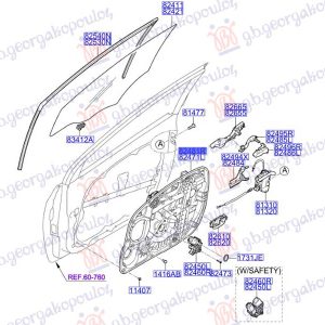 ΓΡΥΛΛΟΣ ΠΑΡΑΘΥΡΟΥ ΕΜΠΡΟΣ ΗΛΕΚΤΡΙΚΟΣ (ΧΩΡΙΣ ΜΟΤΕΡ) (ΤΣΕΧΙΑ) (Γνήσιος) ΔΕ HYUNDAI i30 5D 12-14 368007041