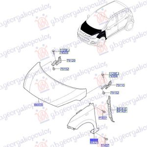 ΦΤΕΡΟ ΕΜΠΡΟΣ (ΧΩΡΙΣ ΤΡΥΠΑ ΓΙΑ ΦΛΑΣ) (Γνήσιο) ΑΡ HYUNDAI i10 II 13-16 371100682