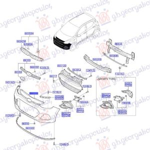 ΠΡΟΦΥΛΑΚΤΗΡΑΣ ΕΜΠΡΟΣ ΒΑΦΟΜΕΝΟΣ (Γνήσιος) HYUNDAI i10 II 13-16 371103370